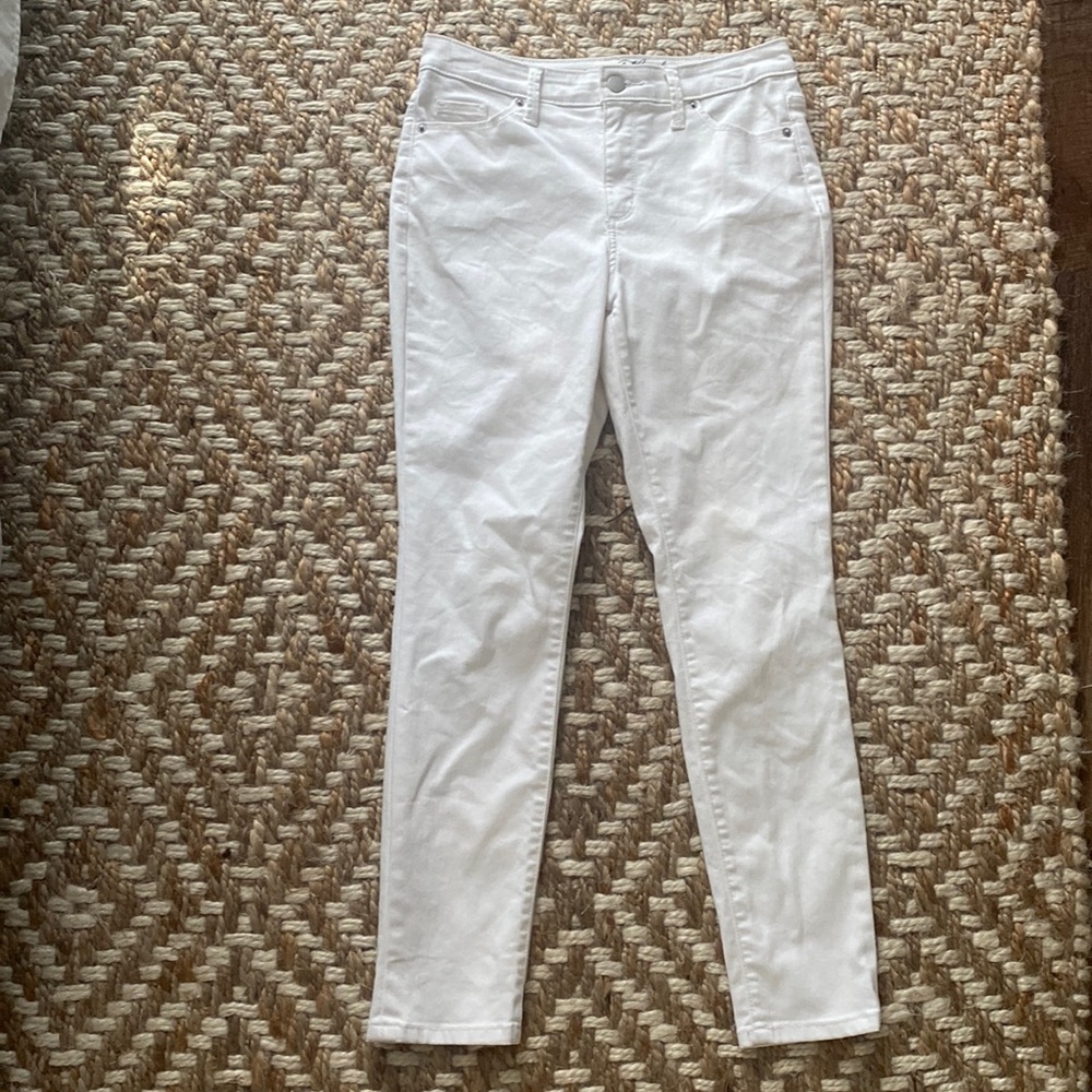 High rise skinny cropped white jeans